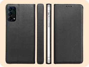 Hello Case ETUI Z KLAPKĄ DO OPPO RENO 5 5G CZARNE ZAMYKANE MAGNETYCZNE KABURA FUTERAŁ 6