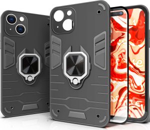 Hello Case ETUI PANCERNE DO APPLE IPHONE 15 PLUS CZARNE OBUDOWA ARMOR HOLDER SZKŁO 1