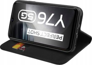 Hello Case ETUI Z KLAPKĄ DO VIVO Y76 5G CZARNE ZAMYKANE MAGNETYCZNE KABURA FUTERAŁ 6