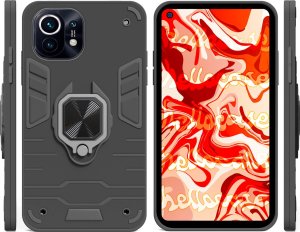 Hello Case ETUI PANCERNE DO XIAOMI MI 11I CZARNE OBUDOWA ARMOR HOLDER RING CASE SZKŁO 2