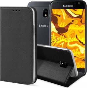 Hello Case ETUI Z KLAPKĄ DO SAMSUNG GALAXY J3 2017 CZARNE ZAMYKANE MAGNETYCZNE KABURA 1