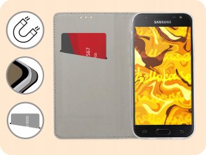 Hello Case ETUI Z KLAPKĄ DO SAMSUNG GALAXY J3 2017 CZARNE ZAMYKANE MAGNETYCZNE KABURA 3