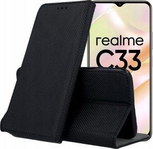 Hello Case ETUI Z KLAPKĄ DO REALME C33 CZARNE ZAMYKANE MAGNETYCZNE KABURA FUTERAŁ FLIP 1