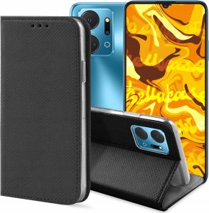 Hello Case ETUI Z KLAPKĄ DO HUAWEI HONOR X7A CZARNE ZAMYKANE MAGNETYCZNE KABURA FLIP 1