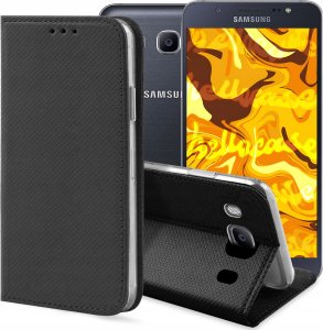 Hello Case ETUI Z KLAPKĄ DO SAMSUNG GALAXY J7 2016 CZARNE ZAMYKANE MAGNETYCZNE KABURA 1