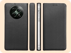Hello Case ETUI Z KLAPKĄ DO REALME 12 5G CZARNE ZAMYKANE MAGNETYCZNE KABURA FUTERAŁ 6