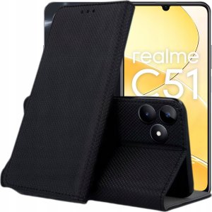 Hello Case ETUI Z KLAPKĄ DO REALME C51 CZARNE ZAMYKANE MAGNETYCZNE KABURA FUTERAŁ FLIP 1