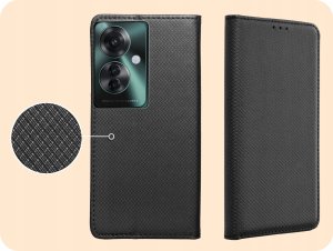 Hello Case ETUI Z KLAPKĄ DO OPPO RENO 11F 5G CZARNE ZAMYKANE MAGNETYCZNE KABURA FLIP 4