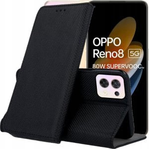 Hello Case ETUI Z KLAPKĄ DO OPPO RENO 8 5G CZARNE ZAMYKANE MAGNETYCZNE KABURA FUTERAŁ 1