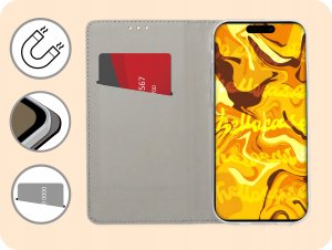 Hello Case ETUI Z KLAPKĄ DO IPHONE 14 PRO MAX CZARNE ZAMYKANE MAGNETYCZNE KABURA FLIP 3