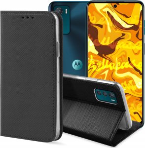 Hello Case ETUI Z KLAPKĄ DO MOTOROLA MOTO G42 CZARNE ZAMYKANE MAGNETYCZNE KABURA FLIP 1