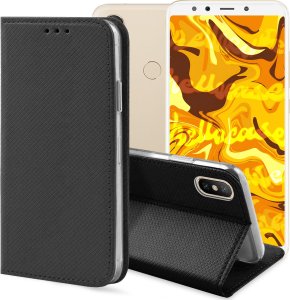 Hello Case ETUI Z KLAPKĄ DO XIAOMI MI A2 / MI 6X CZARNE ZAMYKANE MAGNETYCZNE KABURA 1