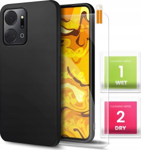 Hello Case Etui do Huawei Honor X7a (Czarne, Matowe, Obudowa Slim, Silikon) SZKŁO 1