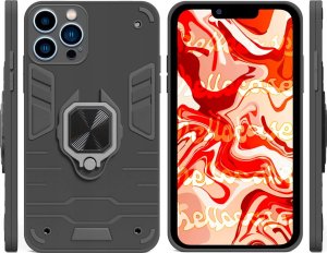 Hello Case ETUI PANCERNE DO IPHONE 13 PRO MAX CZARNE OBUDOWA ARMOR HOLDER RING SZKŁO 2