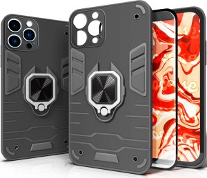 Hello Case ETUI PANCERNE DO IPHONE 13 PRO CZARNE OBUDOWA ARMOR HOLDER RING CASE SZKŁO 1