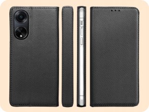 Hello Case ETUI Z KLAPKĄ DO OPPO A98 5G CZARNE ZAMYKANE MAGNETYCZNE KABURA FUTERAŁ 6