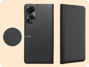 Hello Case ETUI Z KLAPKĄ DO OPPO A78 5G / A58 5G CZARNE ZAMYKANE MAGNETYCZNE KABURA 4