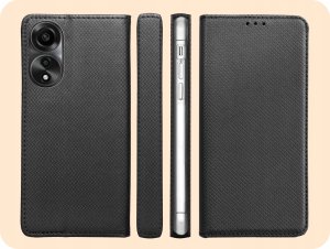 Hello Case ETUI Z KLAPKĄ DO OPPO A78 5G / A58 5G CZARNE ZAMYKANE MAGNETYCZNE KABURA 6