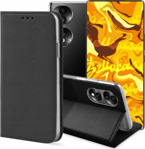 Hello Case ETUI Z KLAPKĄ DO HUAWEI HONOR 70 CZARNE ZAMYKANE MAGNETYCZNE KABURA FUTERAŁ 1