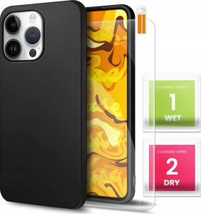 Hello Case Etui do Apple Iphone 14 Pro Max (Czarne, Matowe, Slim, Silikon) SZKŁO 9H 1