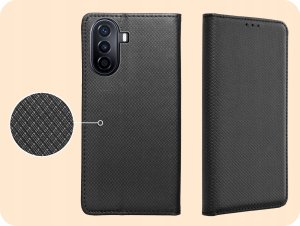 Hello Case ETUI Z KLAPKĄ DO HUAWEI NOVA Y70 CZARNE ZAMYKANE MAGNETYCZNE KABURA FUTERAŁ 4