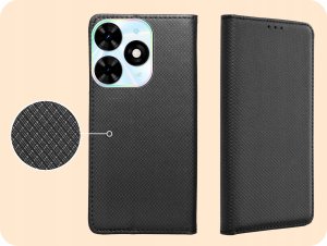 Hello Case ETUI Z KLAPKĄ DO TECNO SPARK GO 2024 CZARNE ZAMYKANE MAGNETYCZNE KABURA 4