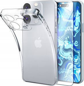 Hello Case Etui do Apple iPhone 16 Pro Gumowe Silikon Przezroczyste SZKŁO HARTOWANE 1