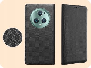 Hello Case ETUI Z KLAPKĄ DO HONOR MAGIC 5 PRO CZARNE ZAMYKANE MAGNETYCZNE KABURA FLIP 4