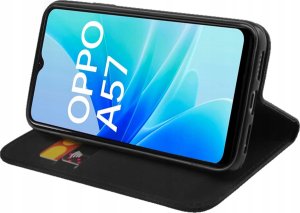 Hello Case ETUI Z KLAPKĄ DO OPPO A57 2022 CZARNE ZAMYKANE MAGNETYCZNE KABURA FUTERAŁ 2