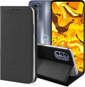 Hello Case ETUI Z KLAPKĄ DO MOTOROLA MOTO G62 5G CZARNE ZAMYKANE MAGNETYCZNE KABURA 1
