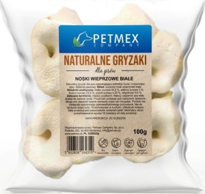 Petmex PETMEX - Noski wieprzowe białe gryzak naturalny 100g 1