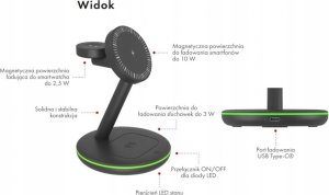 Ładowarka Icy Box Ładowarka IB-SH102-CH bezprzewodowa do telefonu, zegarka i słuchawek 3