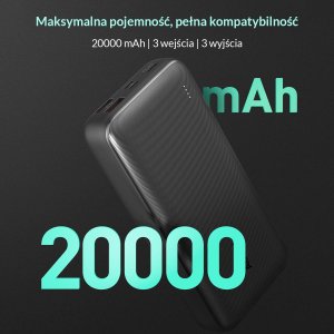 Powerbank Aukey PB-N74S Power Bank | 20000 mAh | 5xUSB | Quick Charge 3.0 | Power Delivery 3.0 | 22.5W | SCP | LED | kabel USB-C 7