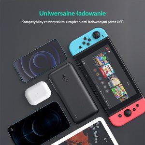 Powerbank Aukey PB-N74S Power Bank | 20000 mAh | 5xUSB | Quick Charge 3.0 | Power Delivery 3.0 | 22.5W | SCP | LED | kabel USB-C 15