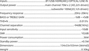 SMSL SMSL A50 PRO - wzmacniacz głośnikowy 2.1 z Bluetooth i HDMI ARC 2