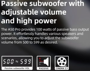 SMSL SMSL A50 PRO - wzmacniacz głośnikowy 2.1 z Bluetooth i HDMI ARC 4