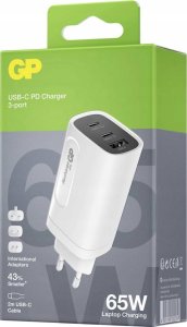 Ładowarka GP GP GaN USB QuickChargeAdapter PD 2xUSB-C & 1xUSB-A white  65W 4