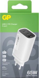 Ładowarka GP GP GaN USB QuickChargeAdapter PD 2xUSB-C & 1xUSB-A white  65W 5