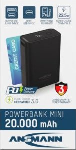 Powerbank Ansmann Ansmann Powerbank PRO 20.000 mAh USB-A+C Port 22,5W bl. 1700-0155 12