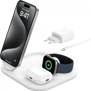 Ładowarka Belkin Belkin BOOST Charge 3in1 Qi2 15W magn.Charg.Stand wh.  WIZ029vfWH 1