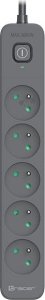 Listwa zasilająca Tracer Listwa zasilająca antyprzepięciowa TRACER Power Line+ 3,0 m Graphite (5 gniazd) 5