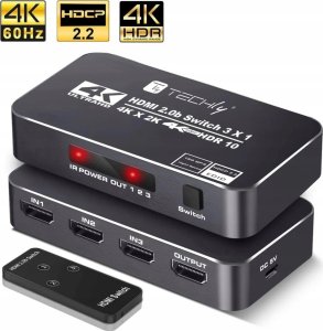 Techly Techly 367171 3-portowy przełącznik HDMI 2.0b 4K*60Hz 3x1 z pilotem IR 2