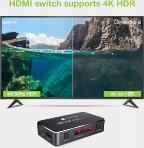 Techly Techly 367171 3-portowy przełącznik HDMI 2.0b 4K*60Hz 3x1 z pilotem IR 4