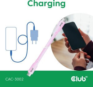 Club 3D Club3D Lifestyle USB-C Kabel  PD 240W,20Gbps  2m pink  St/St retail 4