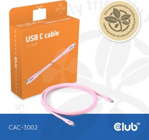 Club 3D Club3D Lifestyle USB-C Kabel  PD 240W,20Gbps  2m pink  St/St retail 8