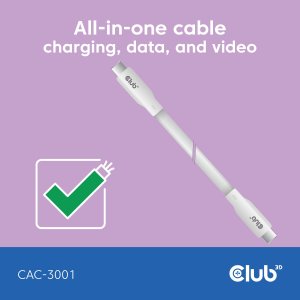 Club 3D Club3D Lifestyle USB-C Kabel  PD 240W,20Gbps  2m weiß  St/St retail 3