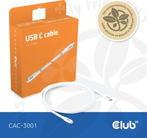 Club 3D Club3D Lifestyle USB-C Kabel  PD 240W,20Gbps  2m weiß  St/St retail 8