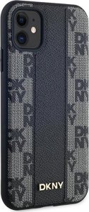 DKNY Leather Checkered Mono Pattern MagSafe - Etui iPhone 11 (czarny) 14