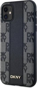DKNY Leather Checkered Mono Pattern MagSafe - Etui iPhone 11 (czarny) 2