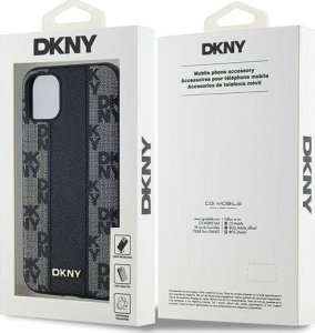 DKNY Leather Checkered Mono Pattern MagSafe - Etui iPhone 11 (czarny) 8